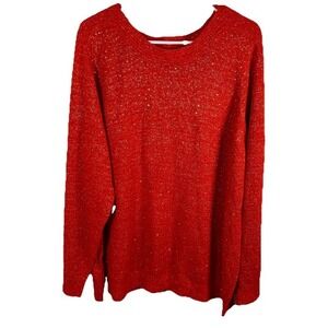 NWT Red Sweater Gold Sparkle Shimmer‎ Holiday Party Fancy Soft Valentines Dressy